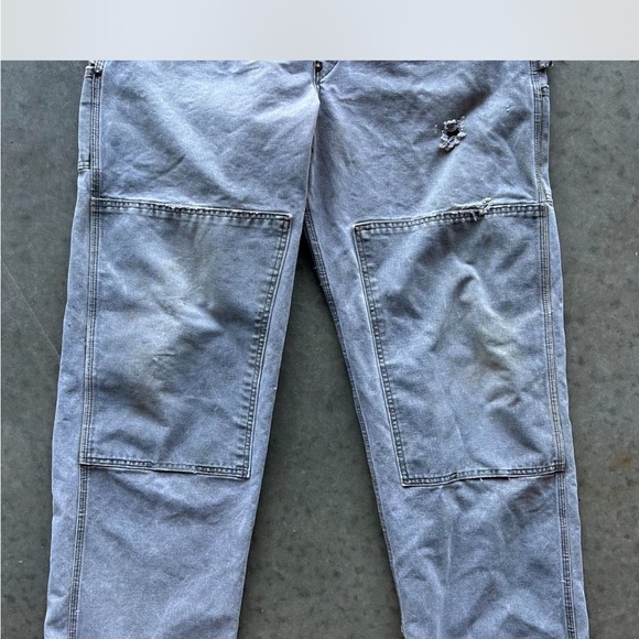 Vintage Carhartt; Gray Overalls with Brown Straps - Picture 2 of 5